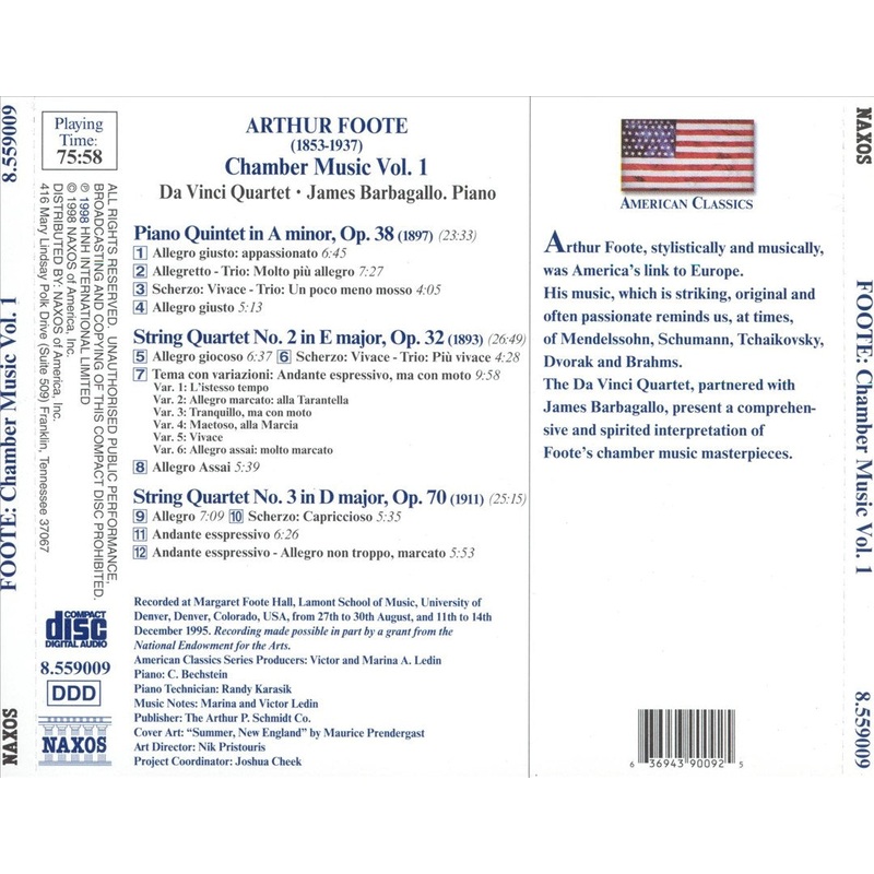 Arthur Foote: Chamber Music, Vol. 1