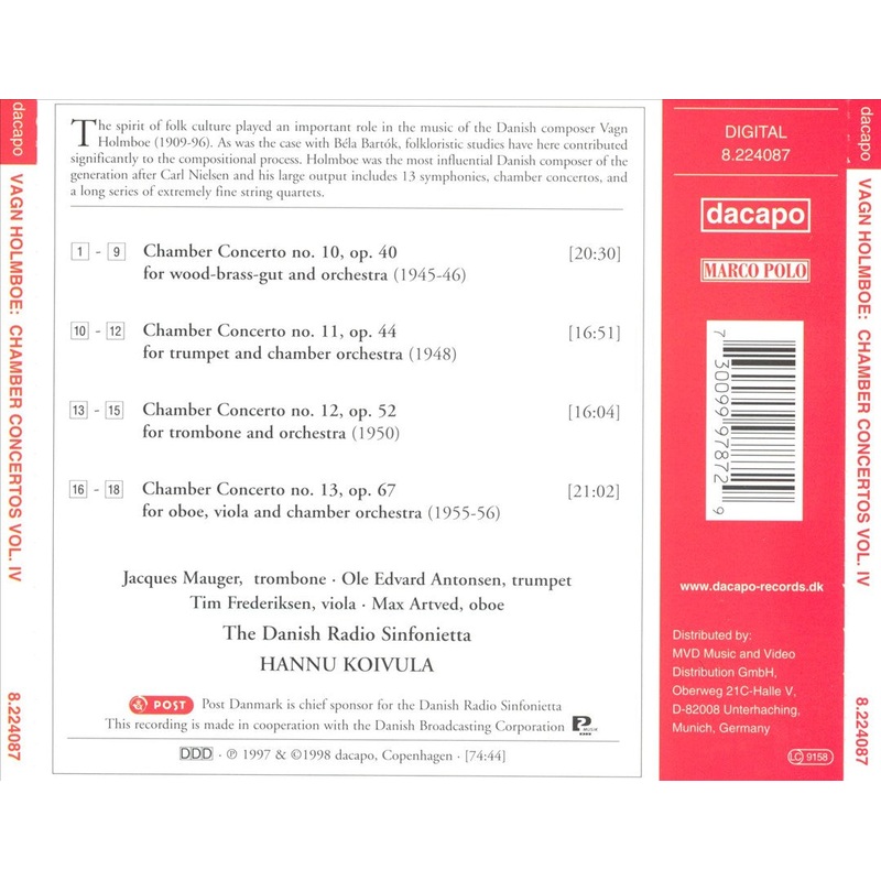 Vagn Holmboe: Complete Chamber Concertos, Vol. 4