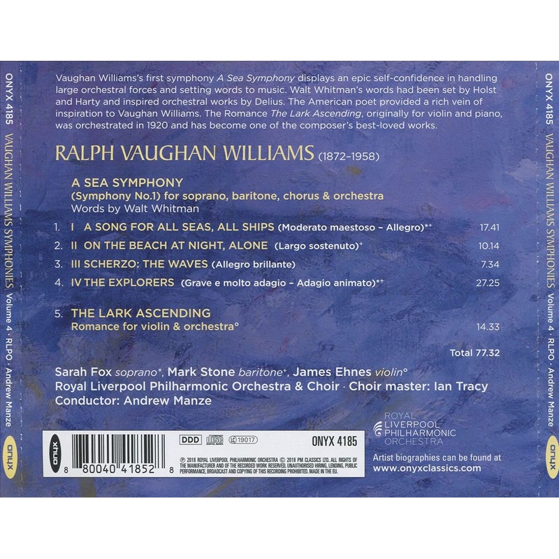 Vaughan Williams: A Sea Symphony; The Lark Ascending