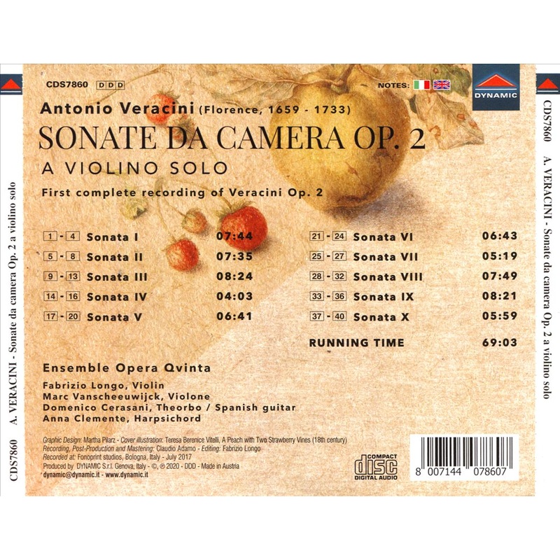 Antonio Veracini: Sonate da Camera Op. 2 a Violino Solo