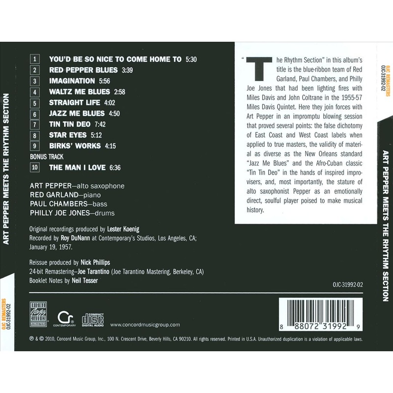 Art Pepper Meets the Rhythm Section [Bonus Track]