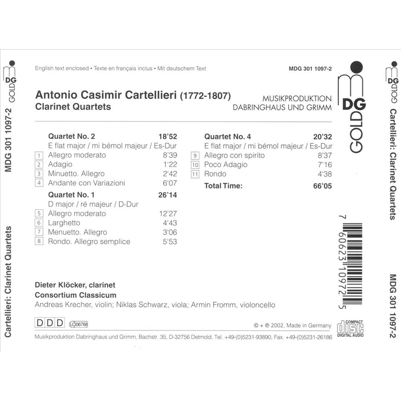 Anton Casimir Cartellieri: Clarinet Quartets, Vol. 1