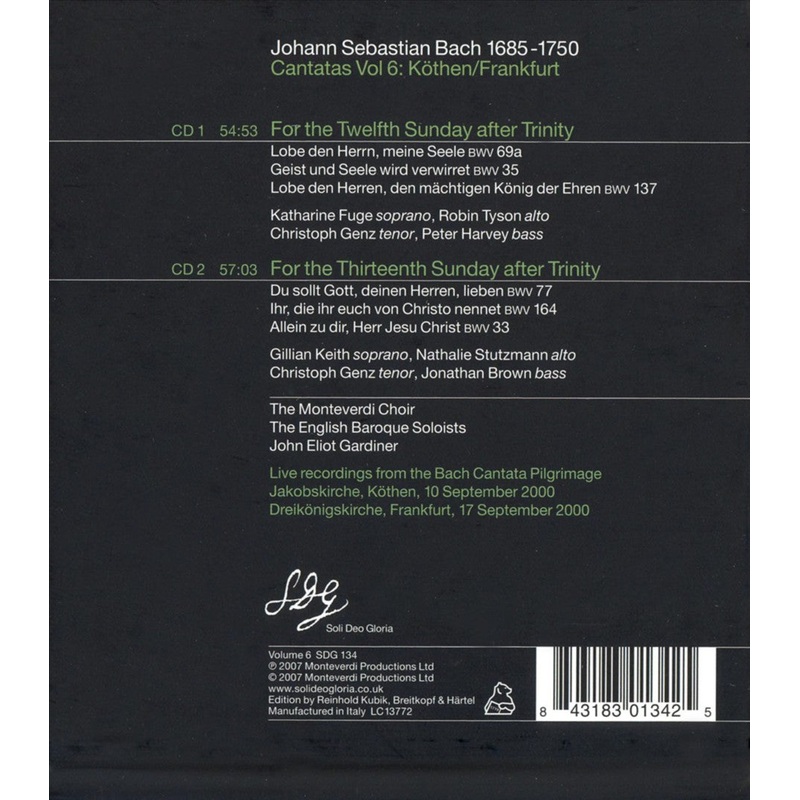 Bach Cantatas, Vol. 6: Kthen/Frankfurt