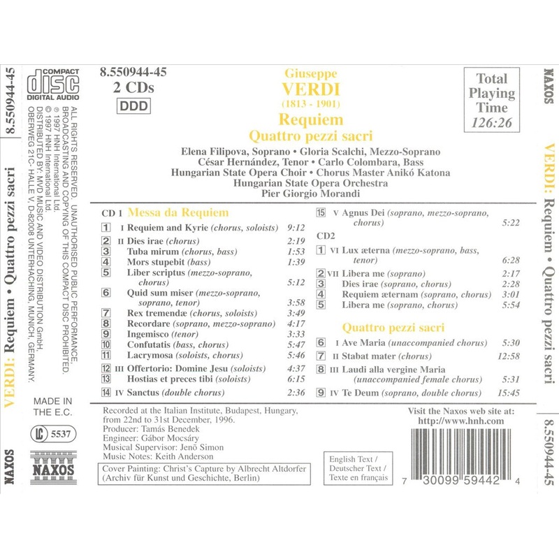 Verdi: Requiem; Quattro Pezzi Sacri