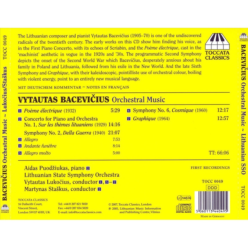 Vytautas Bacevicius: Orchestral Music