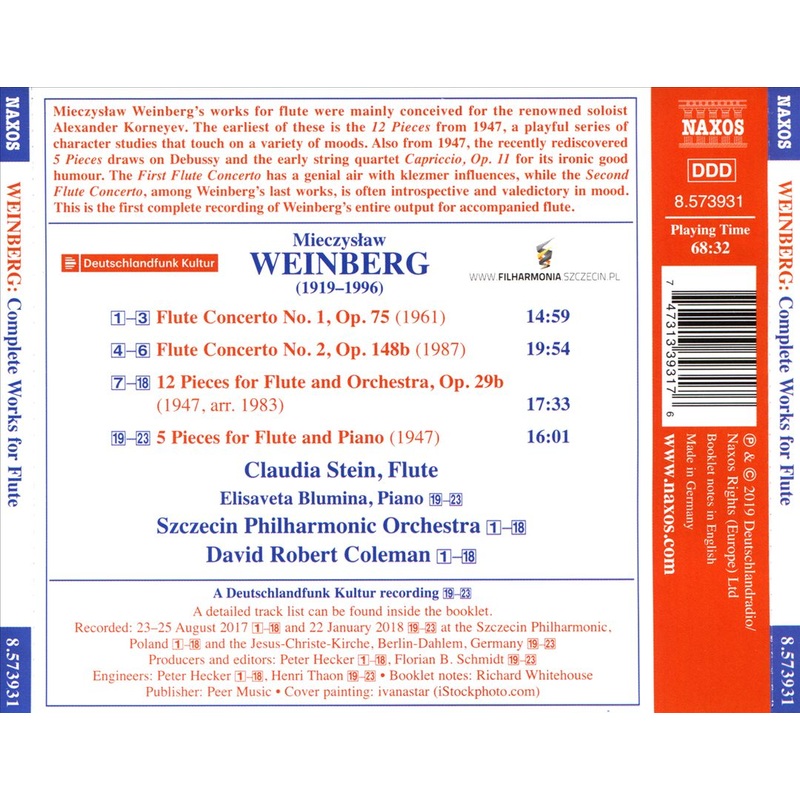 Weinberg: Flute Concertos Nos. 1 & 2; 12 Pieces for Flute and Orchestra; 5 Pieces for Flute and Piano