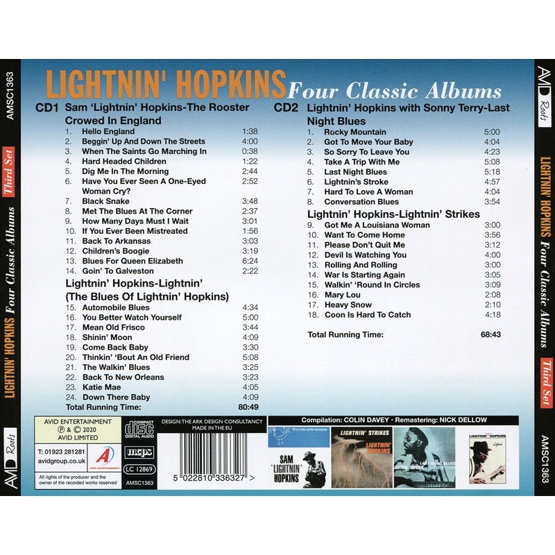 4LPs: The Rooster Crowed in England/Lightnin’ (The Blues of Lightnin’ Hopkins)/Last Night Blues/Lightnin’ Strikes