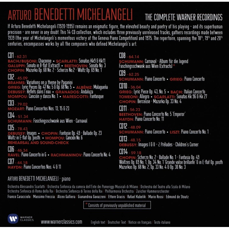 Arturo Benedetti Michelangeli: The Complete Warner Recordings