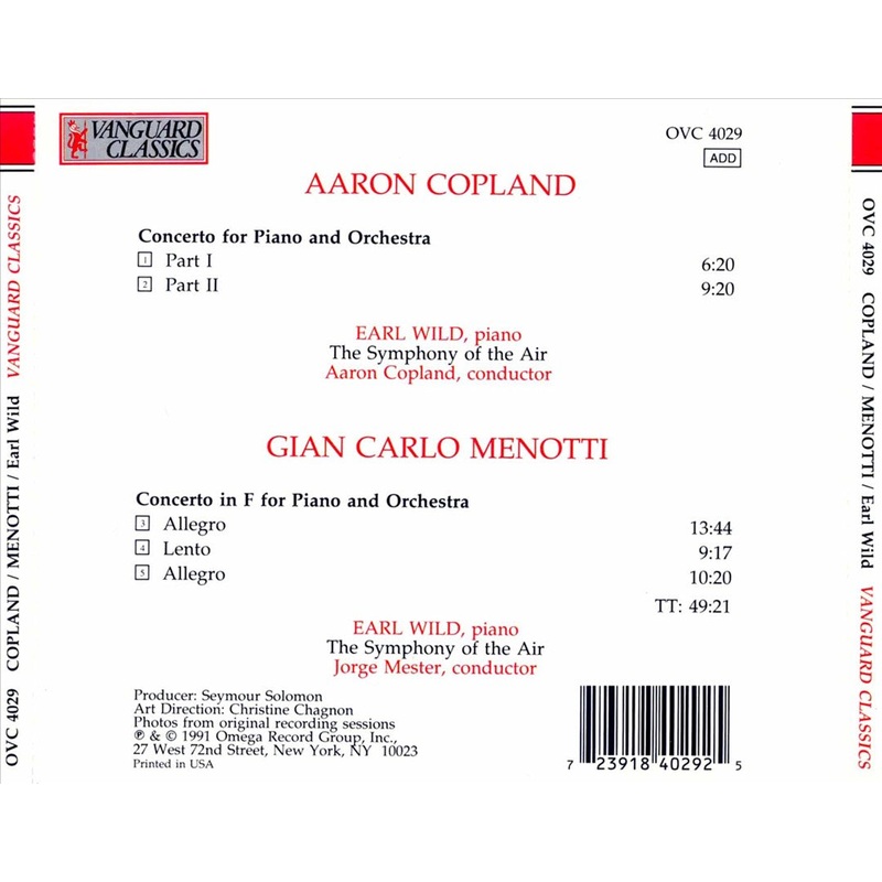 Aaron Copland: Piano Concerto; Gian Carlo Menotti: Piano Concerto
