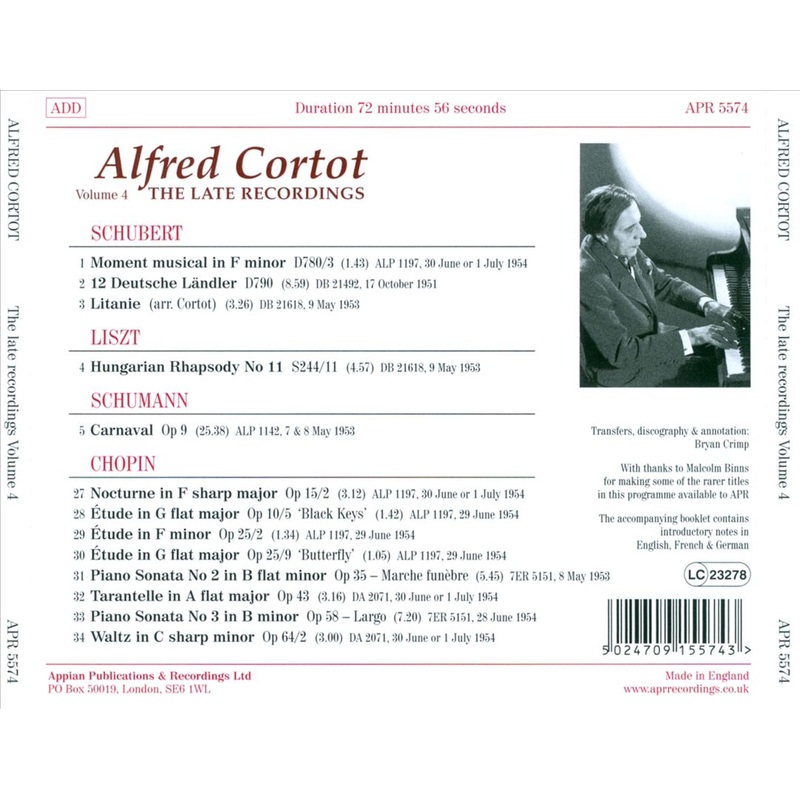 Alfred Cortot: The Late Recordings, Vol. 4