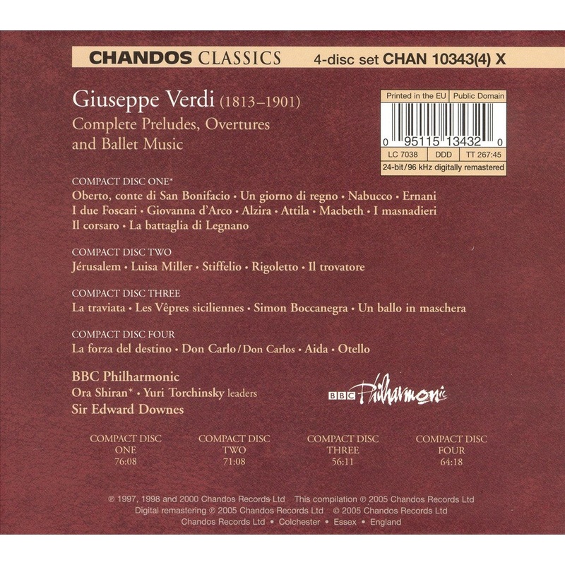 Verdi: Complete Preludes, Overtures and Ballet Music