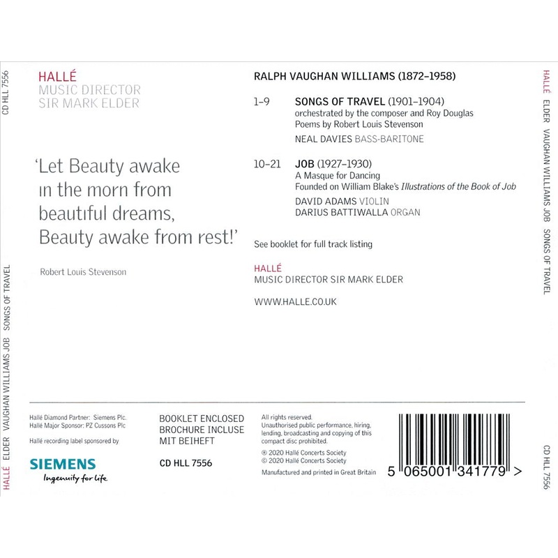 Vaughan Williams: Job; Songs of Travel