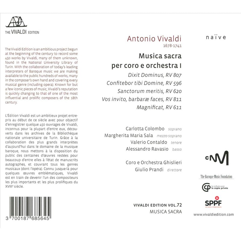 Vivaldi: Musica sacra per coro e orchestra, Vol. 1