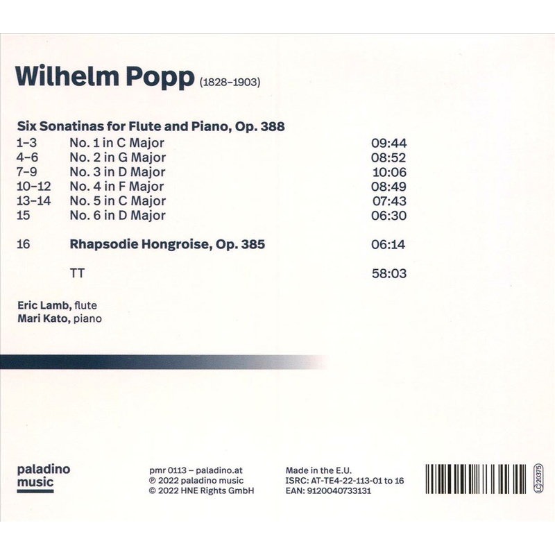 Wilhelm Popp: Complete Sonatinas for Flute and Piano
