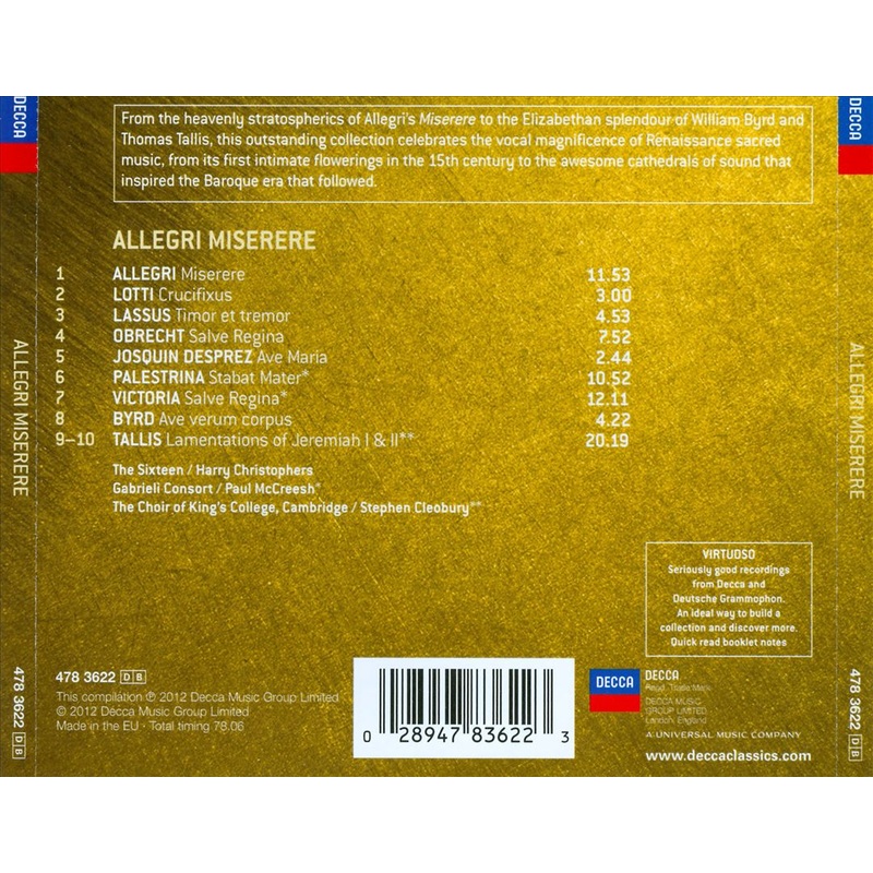 Allegri: Miserere; Tallis: Lamentations of Jeremiah