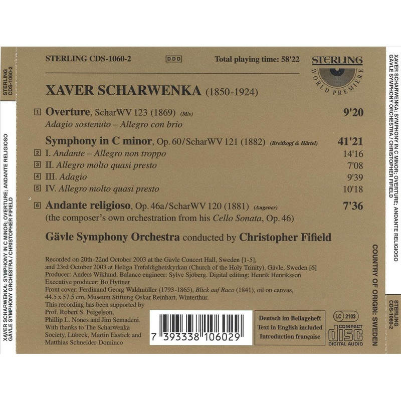 Xaver Scharwenka: Symphony in C minor, Op. 60; Overture; Andante Religioso