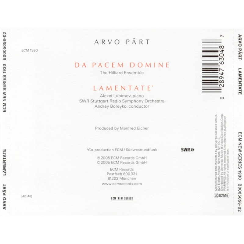 Arvo Prt: Lamentate