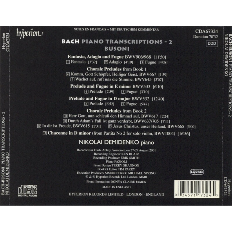 Bach-Busoni: Piano Transcriptions, Vol. 2