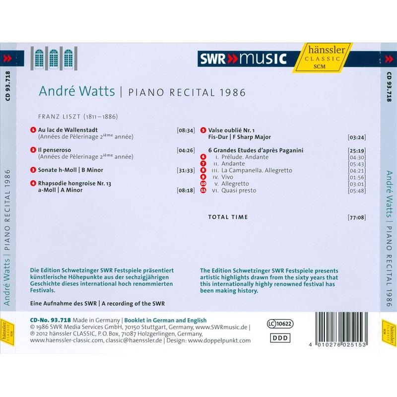 Andr Watts: Piano Recital, 1986