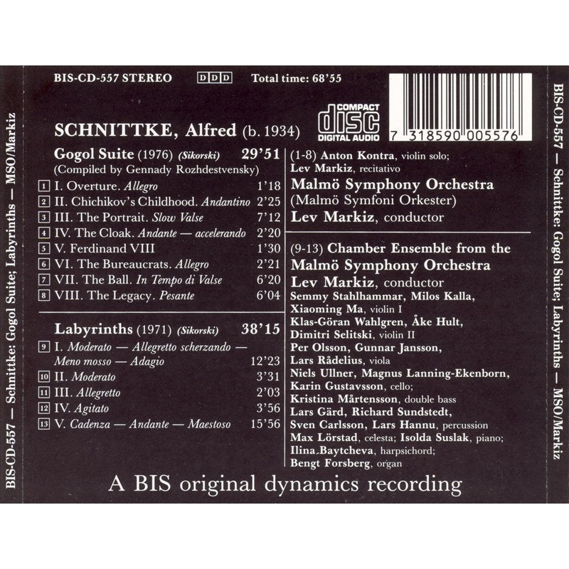 Alfred Schnittke: Gogol Suite; Labyrinths