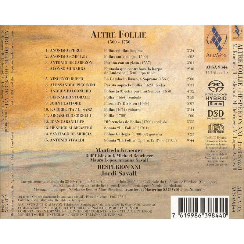 Altre Follie, 1500-1750
